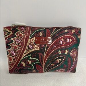 Etro Paisley Zip Pouch in Burgundy and Green